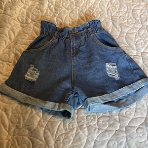 Paper bag Shorts. Very cute, stylish, distressed paper bag shorts.